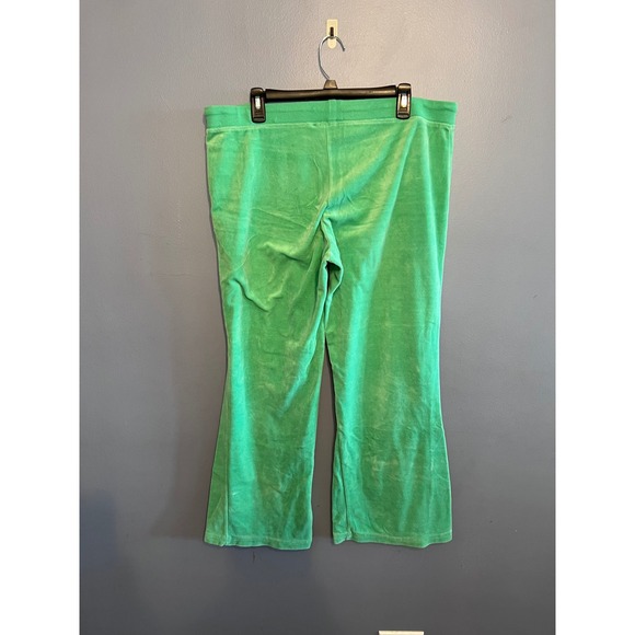 Y2K Women's Mossimo Neon Green Velour Track Suit Flare Pants SZ XL Lounge Wear - Picture 2 of 9